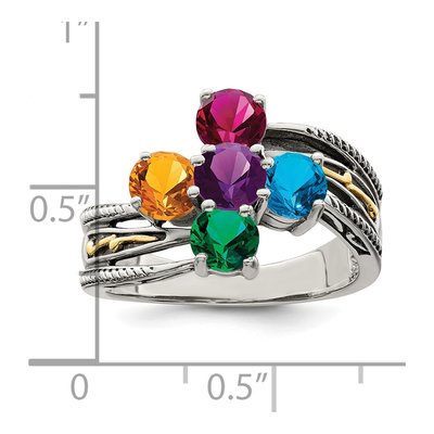 Sterling Silver & 14K Gold 5-Stone Mother's Ring – view 6