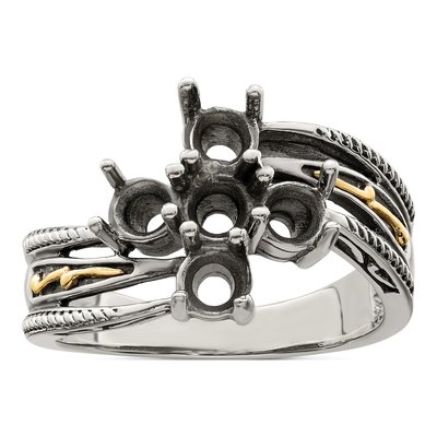 Sterling Silver & 14K Gold 5-Stone Mother's Ring – view 8