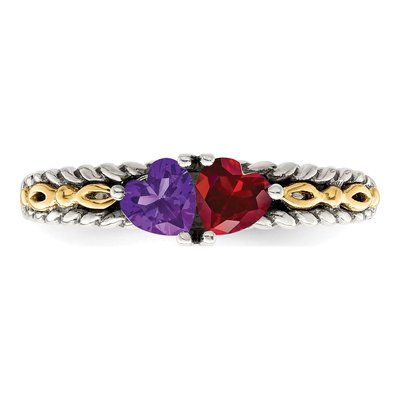 Sterling Silver & 14K Gold Two-Stone Mother's Ring Mounting – view 5