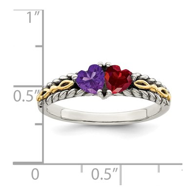Sterling Silver & 14K Gold Two-Stone Mother's Ring Mounting – view 7