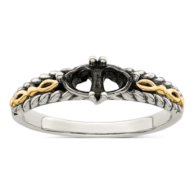 Sterling Silver & 14K Gold Two-Stone Mother's Ring Mounting – view 8