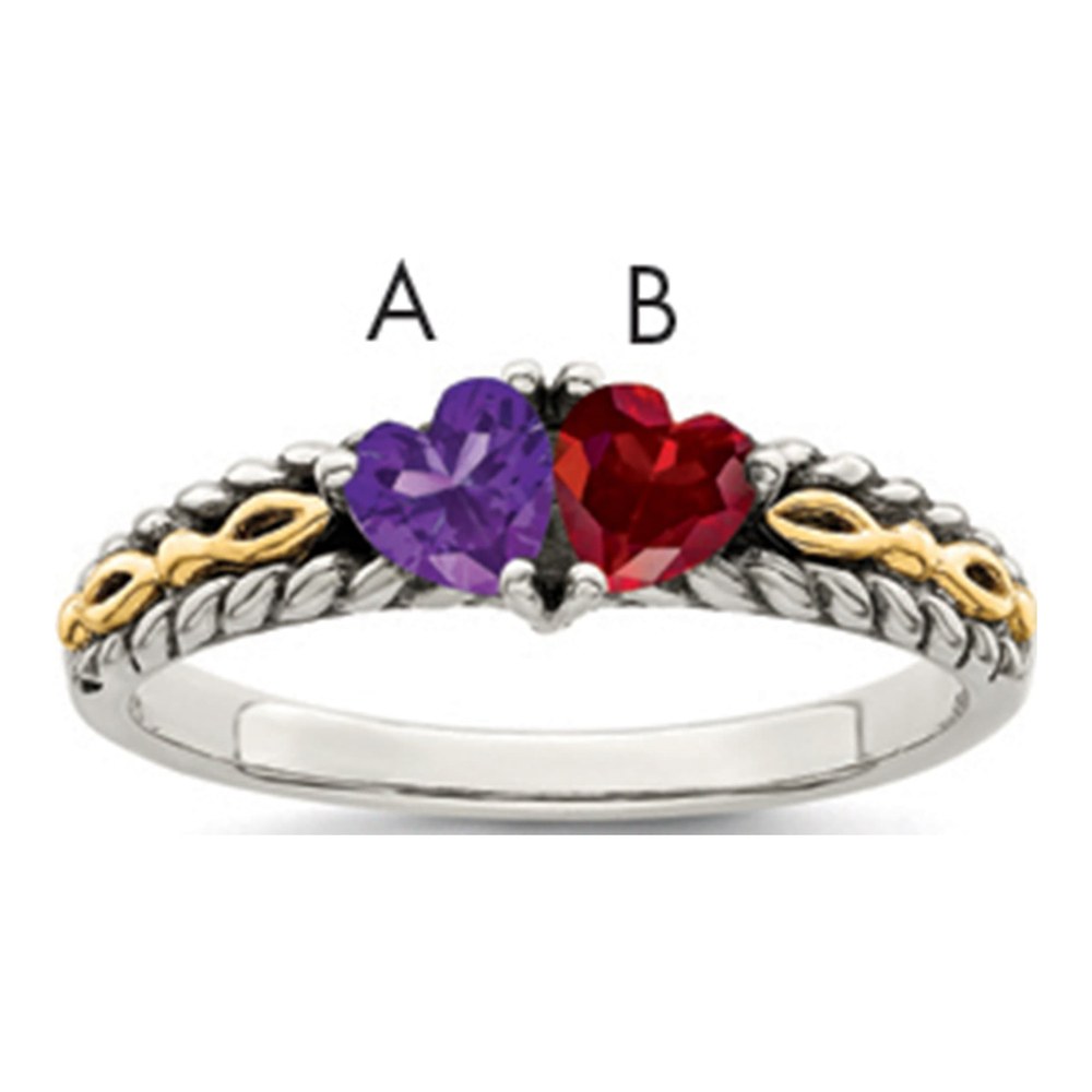 Sterling Silver & 14K Two-Stone Mother's Ring