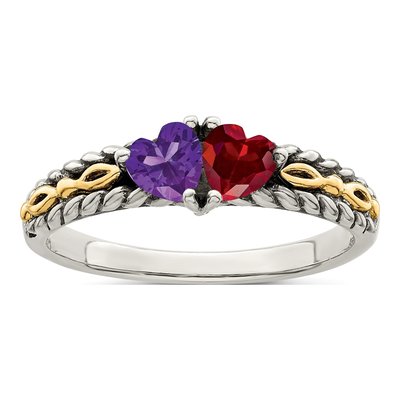 Sterling Silver & 14K Gold Mother's Ring – view 2