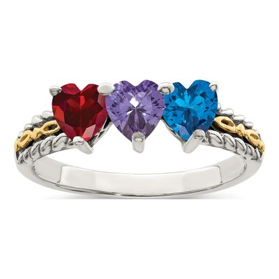 Sterling Silver & 14K Gold 3-Stone Mother's Ring Mounting – view 2