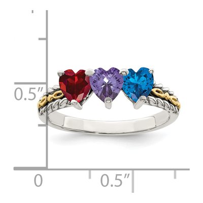 Sterling Silver & 14K Gold 3-Stone Mother's Ring Mounting – view 6