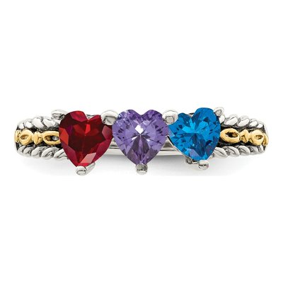 Sterling Silver & 14K Gold 3-Stone Mother's Ring – view 5