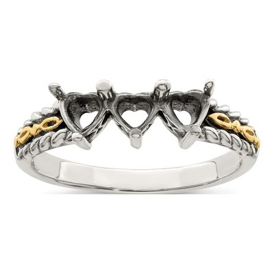 Sterling Silver & 14K Gold 3-Stone Mother's Ring – view 8