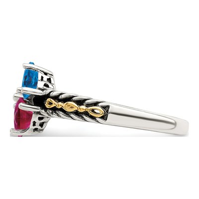 Sterling Silver & 14K Gold 4-Stone Mother's Ring – view 4