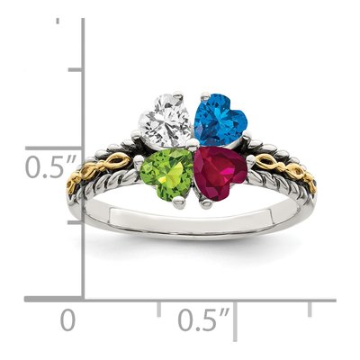 Sterling Silver & 14K Gold 4-Stone Mother's Ring – view 7