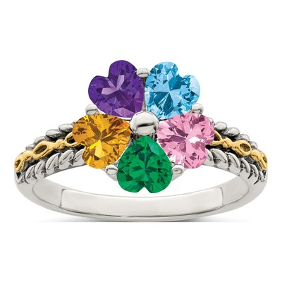 Sterling Silver & 14K Gold Personalized 5-Stone Mother's Ring Mounting – view 2
