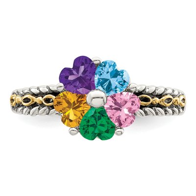 Sterling Silver & 14K Gold Personalized 5-Stone Mother's Ring Mounting – view 5