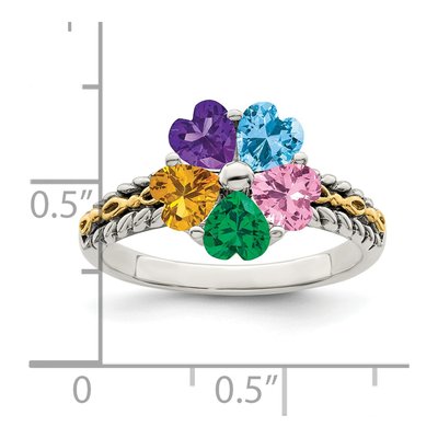 Sterling Silver & 14K Gold Personalized 5-Stone Mother's Ring Mounting – view 6