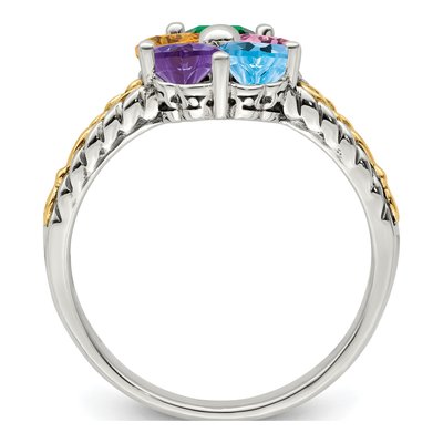 Sterling Silver & 14K Gold 5-Stone Mother's Ring – view 3