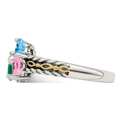 Sterling Silver & 14K Gold 5-Stone Mother's Ring – view 4