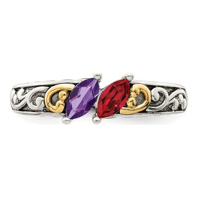 Sterling Silver & 14K Gold Two-Stone Mother's Ring Mounting – view 5