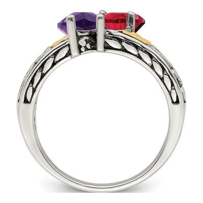 Sterling Silver & 14K Gold Two-Stone Mother's Ring – view 3