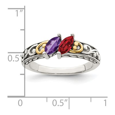 Sterling Silver & 14K Gold Two-Stone Mother's Ring – view 7