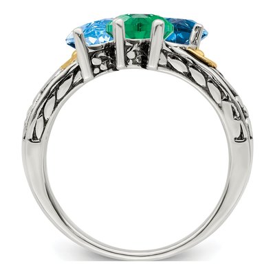 Sterling Silver & 14K Gold 3-Stone Mother's Ring Mounting – view 3