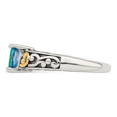 Sterling Silver & 14K Gold 3-Stone Mother's Ring Mounting – view 4