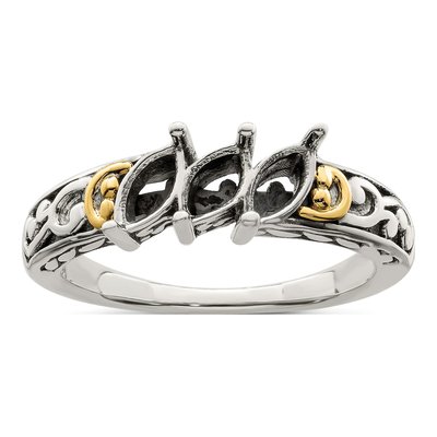 Sterling Silver & 14K Gold 3-Stone Mother's Ring – view 8