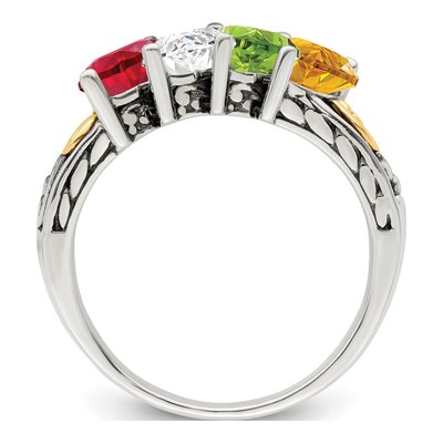 Sterling Silver & 14K Gold Personalized 4-Stone Mother's Ring Mounting – view 3