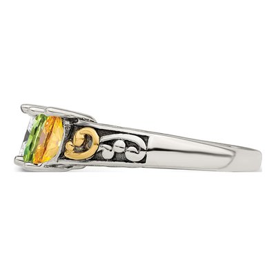 Sterling Silver & 14K Gold Personalized 4-Stone Mother's Ring Mounting – view 4