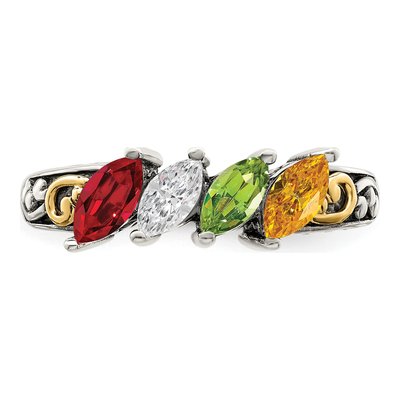Sterling Silver & 14K Gold Personalized 4-Stone Mother's Ring – view 5