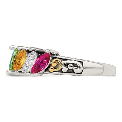 Sterling Silver & 14K Gold Mother's Ring Mounting – view 4