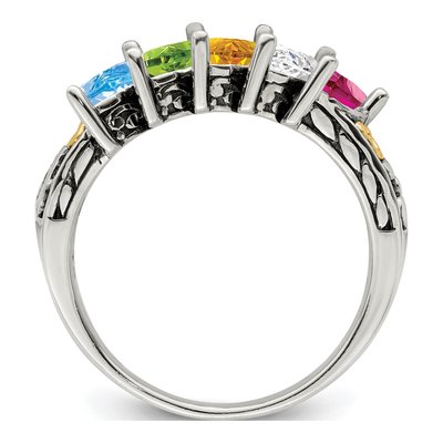 Sterling Silver & 14K Gold Personalized 5-Stone Mother's Ring – view 3