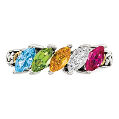 Sterling Silver & 14K Gold Personalized 5-Stone Mother's Ring – view 5