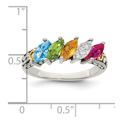 Sterling Silver & 14K Gold Personalized 5-Stone Mother's Ring – view 6