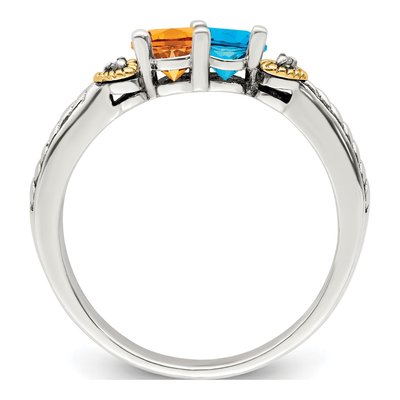 Sterling Silver & 14K Gold Diamond Mother's Ring Semi-Mount – view 3