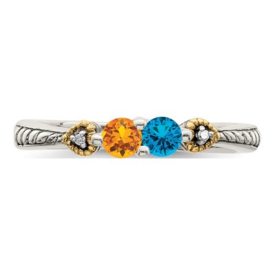 Sterling Silver & 14K Gold Diamond Mother's Ring Semi-Mount – view 5