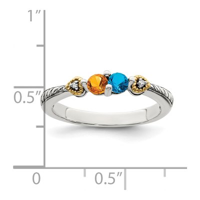 Sterling Silver & 14K Gold Diamond Mother's Ring Semi-Mount – view 7