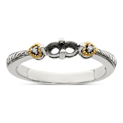 Sterling Silver & 14K Gold Diamond Mother's Ring Semi-Mount – view 8