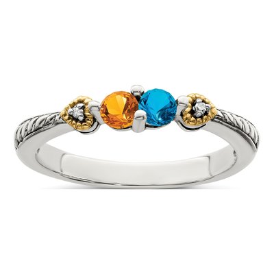Sterling Silver & 14K Gold Diamond Mother's Ring – view 2
