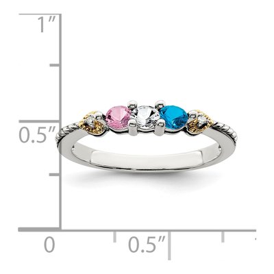 Sterling Silver & 14K Gold Diamond Mother's Ring Semi-Mount – view 7