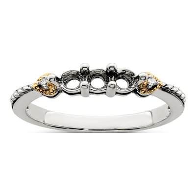 Sterling Silver & 14K Gold Diamond Mother's Ring Semi-Mount – view 8