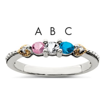 Sterling Silver & 14K Gold Diamond Mother's Ring Semi-Mount