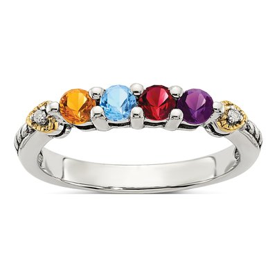 Sterling Silver & 14K Gold Diamond Mother's Ring Semi-Mount – view 2