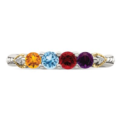 Sterling Silver & 14K Gold Diamond Mother's Ring – view 5