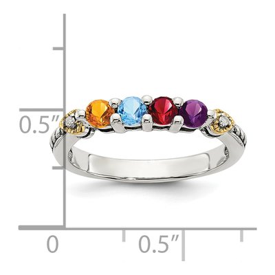 Sterling Silver & 14K Gold Diamond Mother's Ring – view 6