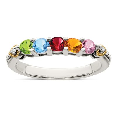 Sterling Silver & 14K Gold Diamond Setting Mother's Ring Semi-Mount – view 2