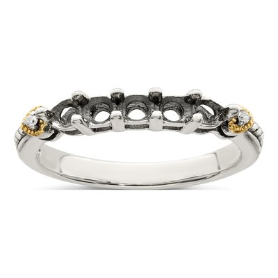 Sterling Silver & 14K Gold Diamond Setting Mother's Ring Semi-Mount – view 8