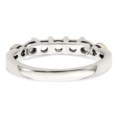 Sterling Silver & 14K Gold Diamond 5-Stone Mother's Ring – view 6