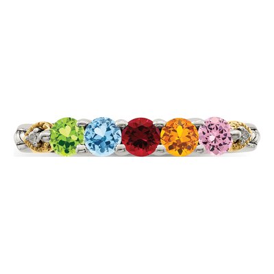 Sterling Silver & 14K Gold Diamond 5-Stone Mother's Ring – view 5