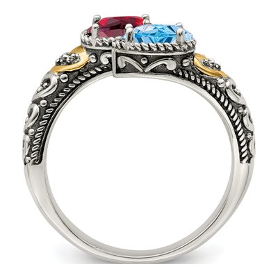 Sterling Silver & 14K Gold Diamond Mother's Ring Semi-Mount – view 3