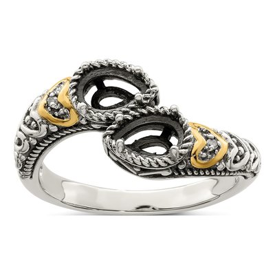 Sterling Silver & 14K Gold Diamond Mother's Ring Semi-Mount – view 8