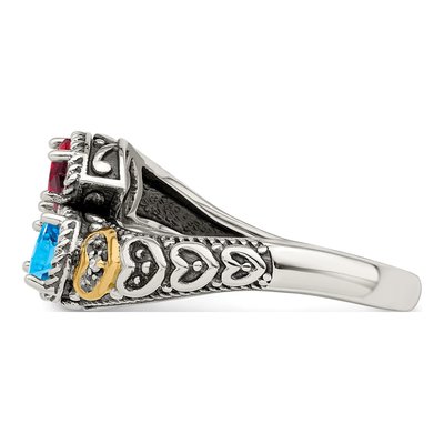 Sterling Silver & 14K Gold Diamond Personalized 2-Stone Mother's Ring – view 4