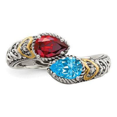 Sterling Silver & 14K Gold Diamond Personalized 2-Stone Mother's Ring – view 5